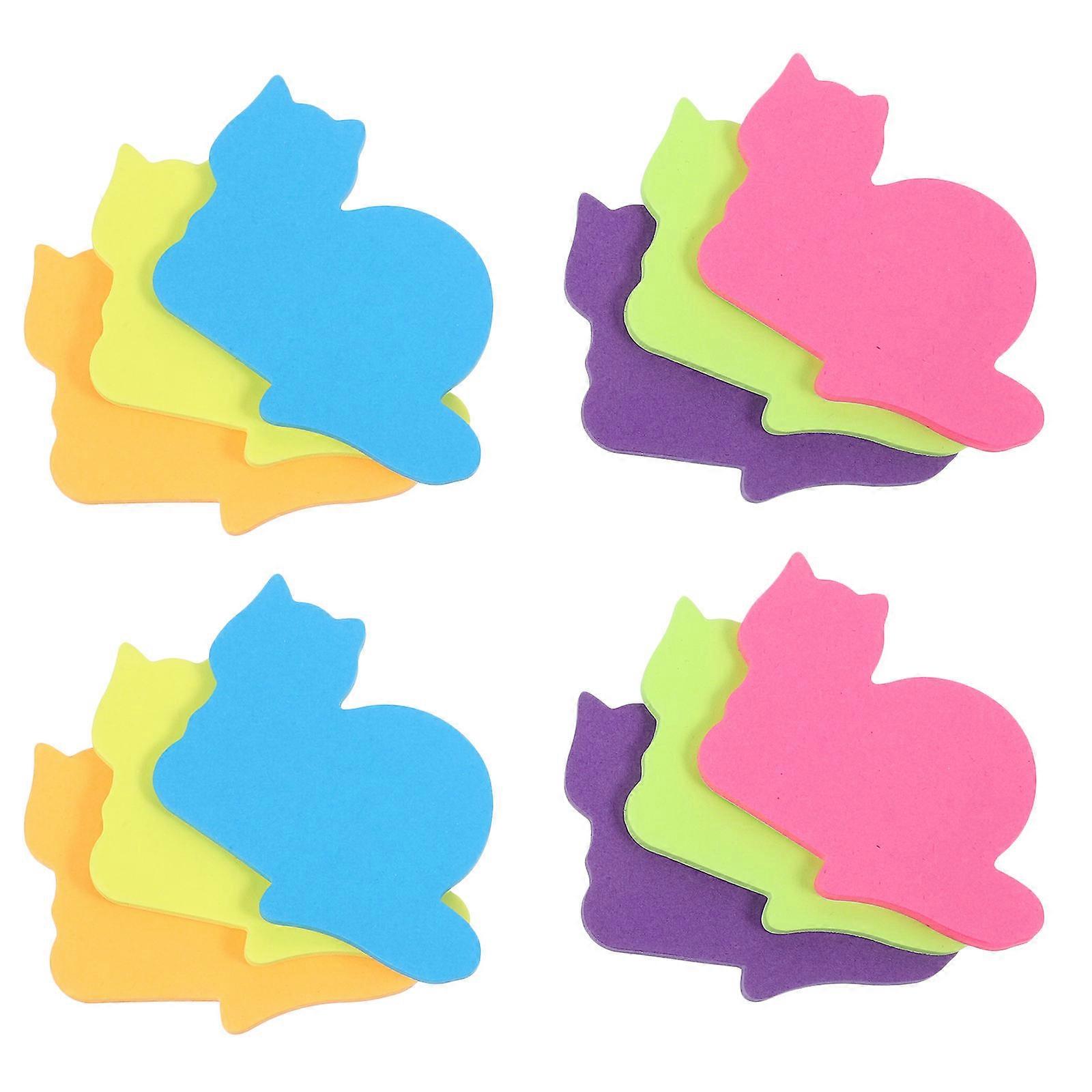 Portable Adhesive Notes Cat Shaped Note Paper Reference Home Users Family Meetings 12Pcs