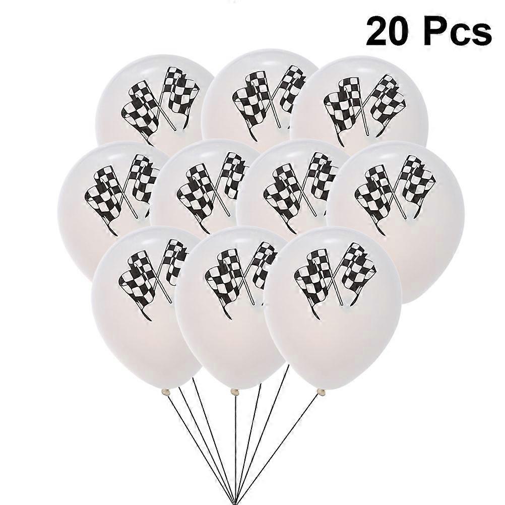 20 Count Checkered Flag Racing Latex Balloons for Decorations at Racing Car Themed Parties White