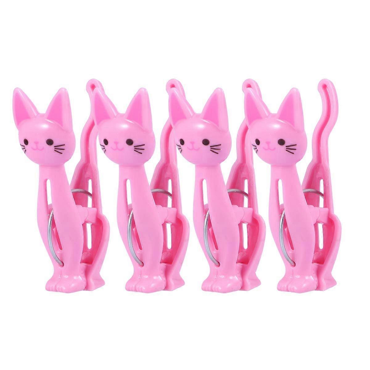 منشفة كليب القط ختم كليب 4 قطع البلاستيك القط شكل الغسيل المقاوم للرطوبة