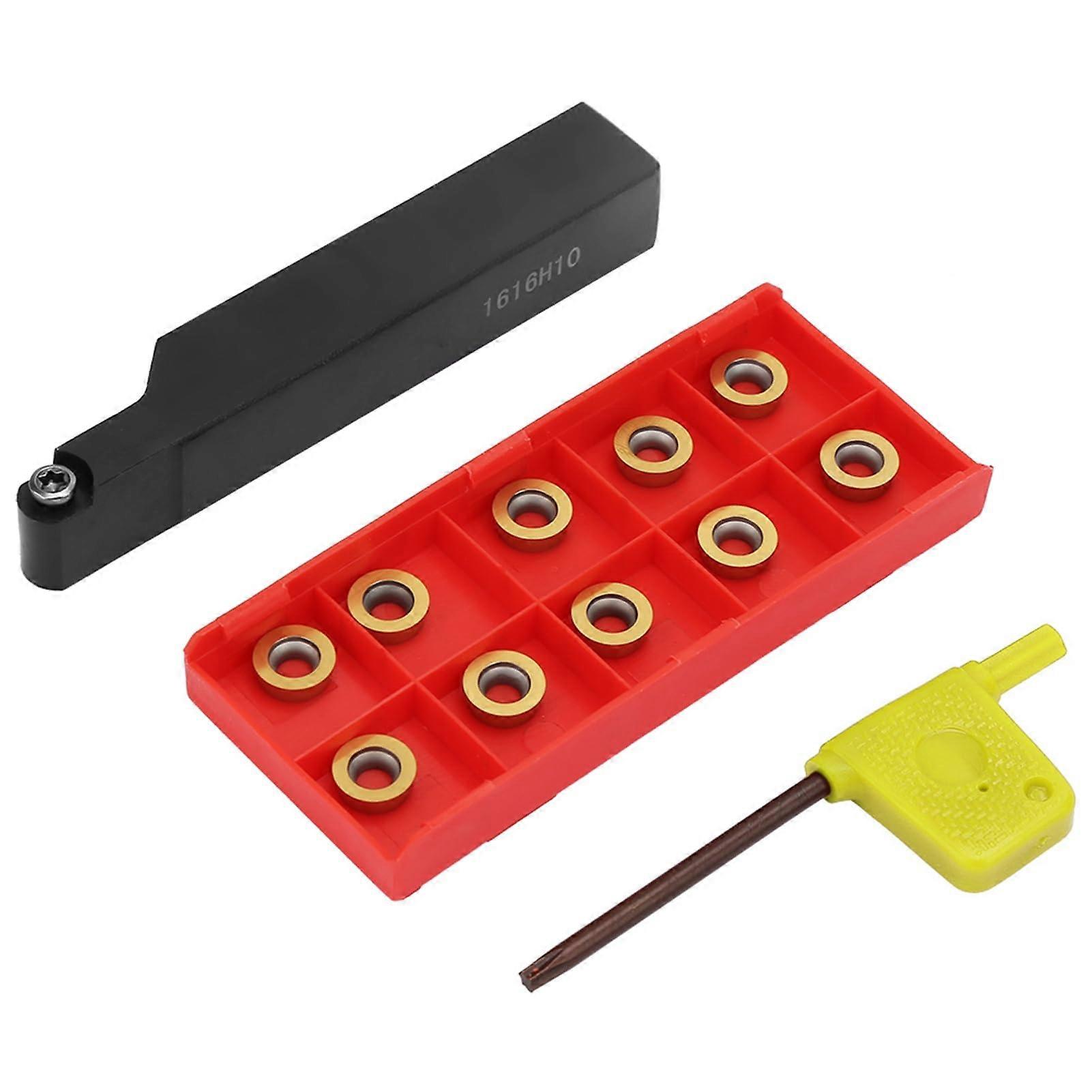 SRAPR1616H10 CNC Tool Holder With 10-Piece RPMT10T3MO Inserts, Wrench Included, High-Quality Steel, High-Precision