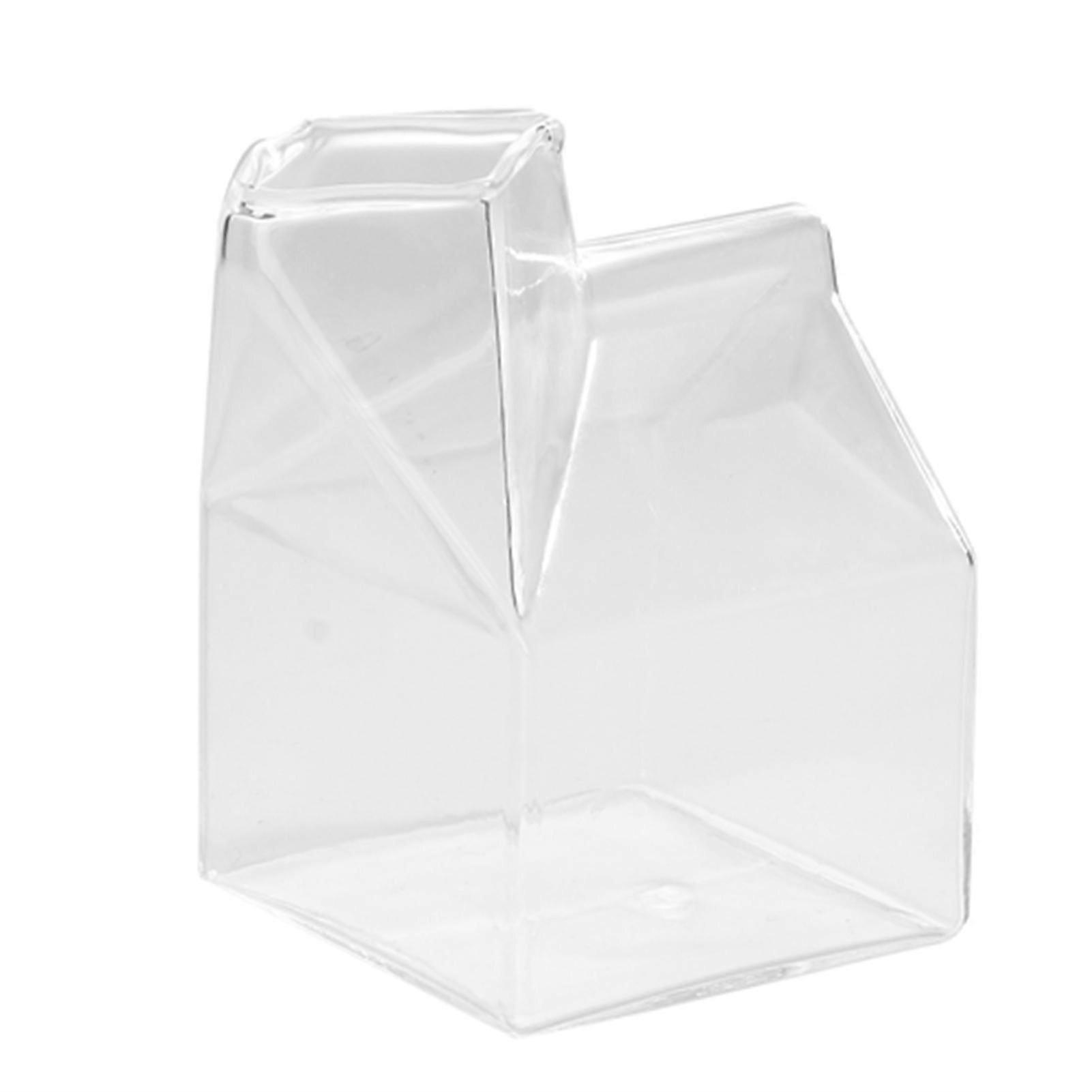 Adorable Glass Milk Carton, Fun Functional Clear Mini Creamer Container With Milk Carton Shape Design, Quality Materials For Daily Use-Good