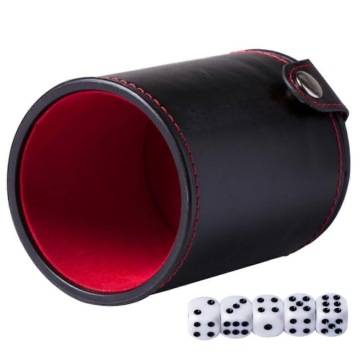 1Satz  Leather Dice Cup DoubleWalled Dice Storage Cup With Dice For Game Nights And KTV Entertainment And Funny Dice Shaker Cup