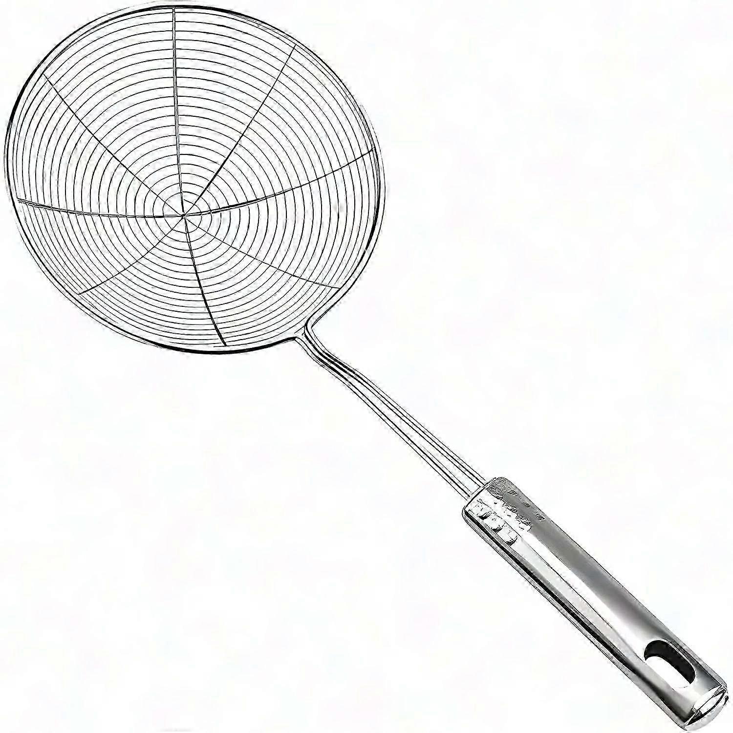 Stainless Steel Strainer Skimmer Spoon with Ergonomic Handle | 6.7 Inch Spider Mesh Filter for Cooking and Frying