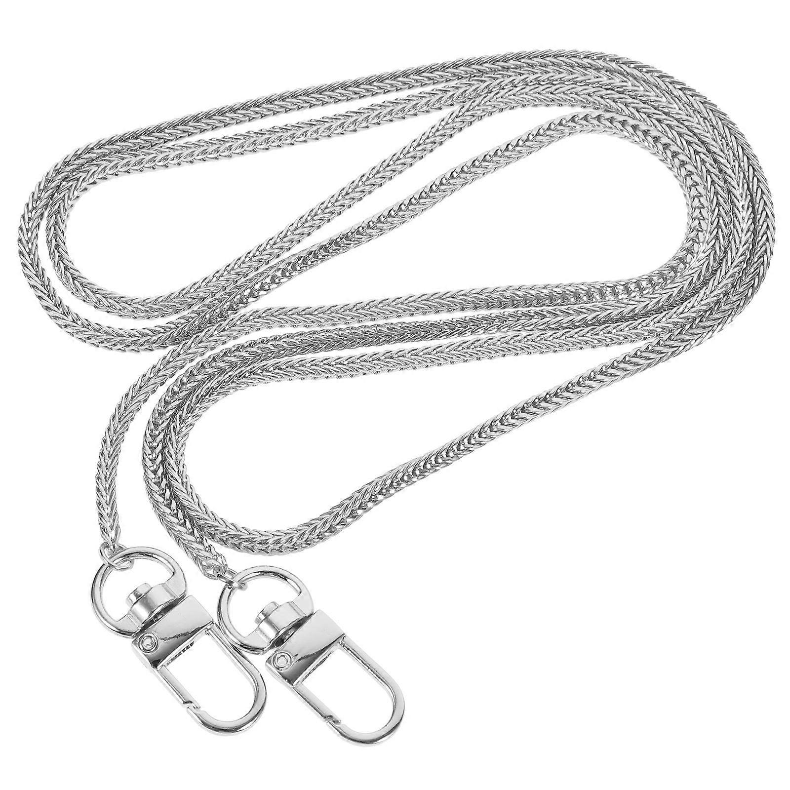 Silver Metal Handbag Chain with Buttons Durable DIY Purse Strap Replacement for Shoulder, Crossbody Bags and Clutches Easy Installation, Washable