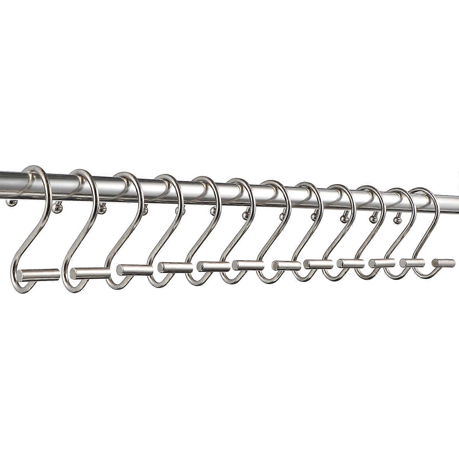 Durable Iron Shower Curtain Hooks with Design for Bathrooms in Silver Color 12 Pieces