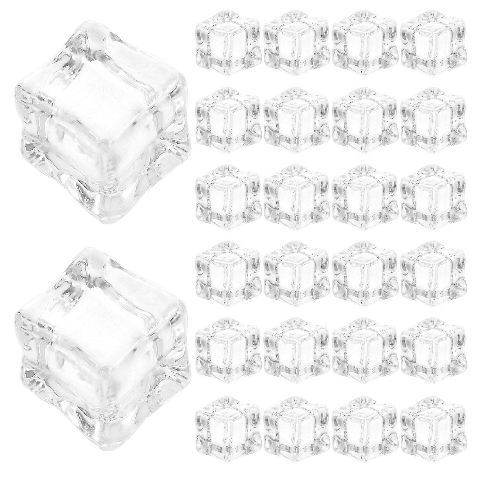 Hemoton 100pcs Acrylic Fake Ice Cubes Vase Fillers for Centerpieces Photography Props for Birthday Party 18mm Simulated Ice Rocks
