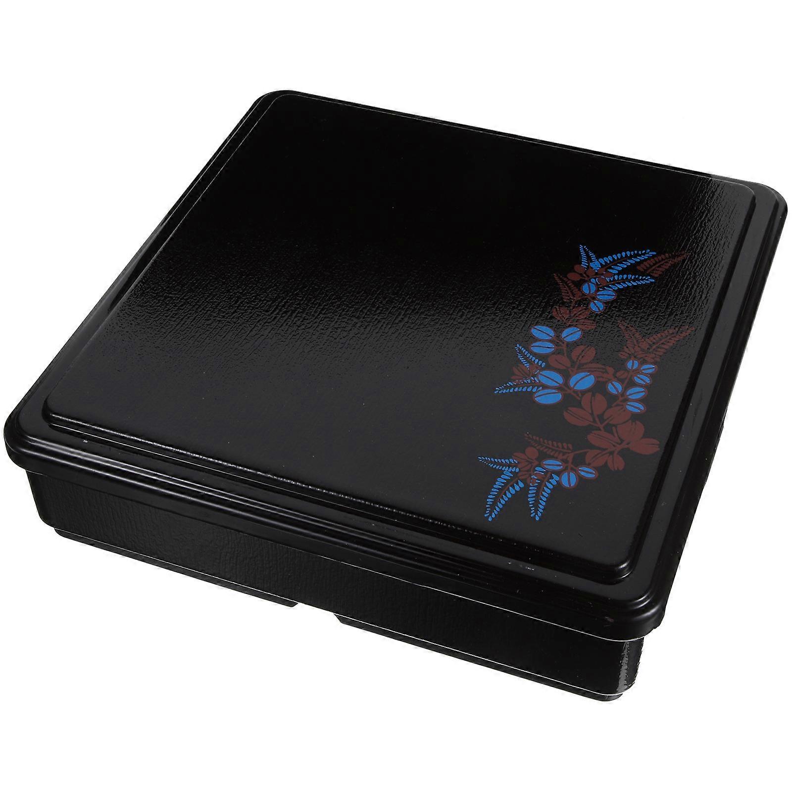 Multi Functional Rice Box Sushi Packaging Portable Food Storage Square Black For Picnic 1Set