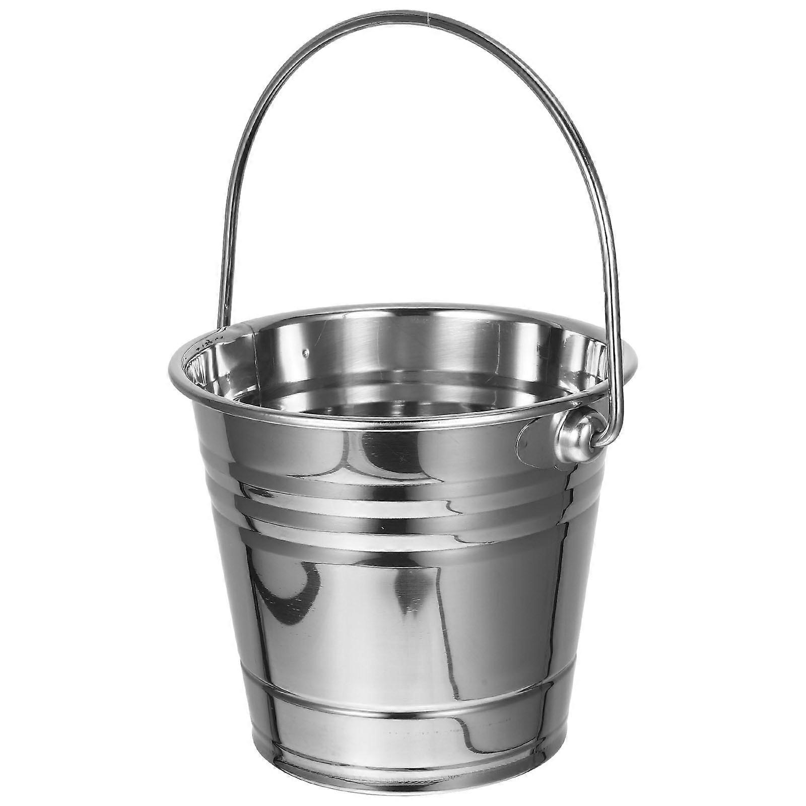 Stainless Steel Ice Bucket for Storage Silver Color Portable with Handle 7.87 x 5.91 x 5.12 Inches
