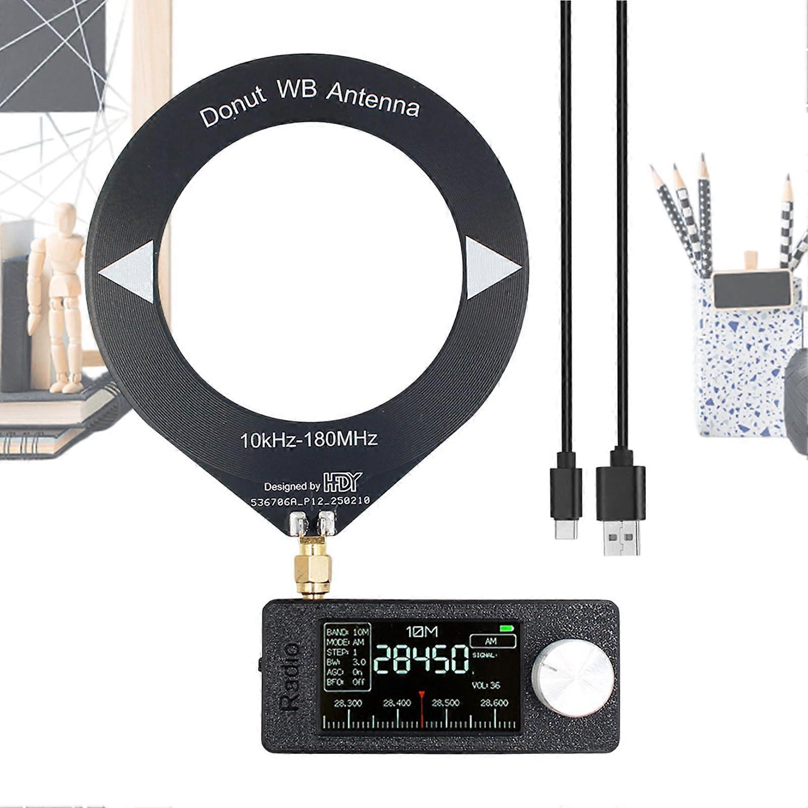 Audio Amplifier FM Pocket Radio Receiver with 800mA Battery, 4.8cm IPS HD Display, USB AM Compatibility, Black