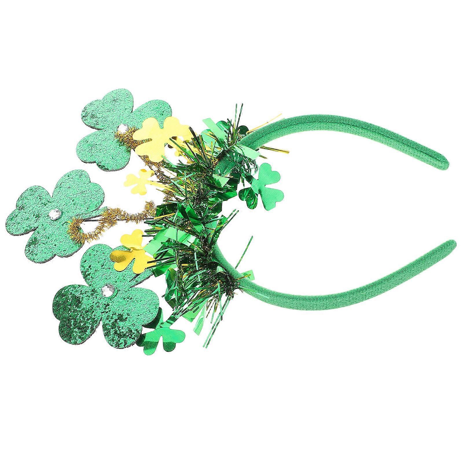 Green St patrick Headband with Shamrock and Tassel for Party Decor Lightweight Comfortable Paper PVC Material One Size Fits All