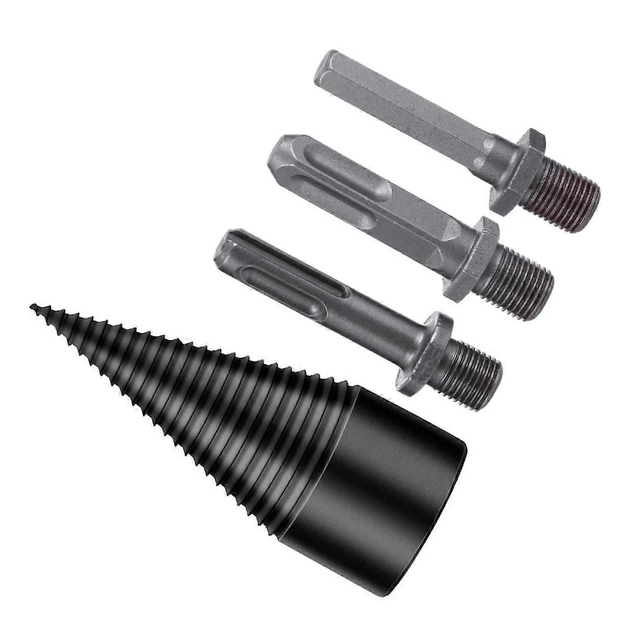 Split wood drill bit, cone drill bit for wood splitter, speed drill bit, nonslip design, efficient woodworking tool, 1 piece.