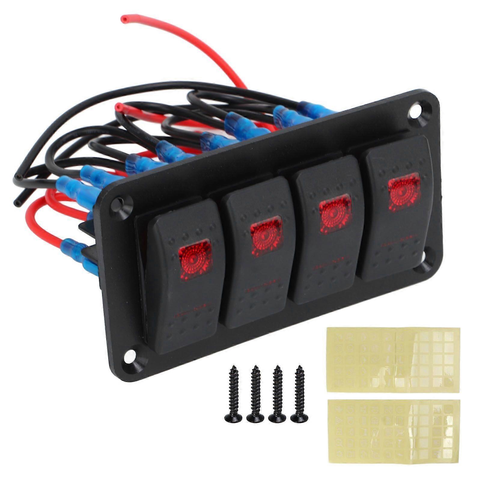 rocker switch panel 4 gang 24V 10A for ship and automobile