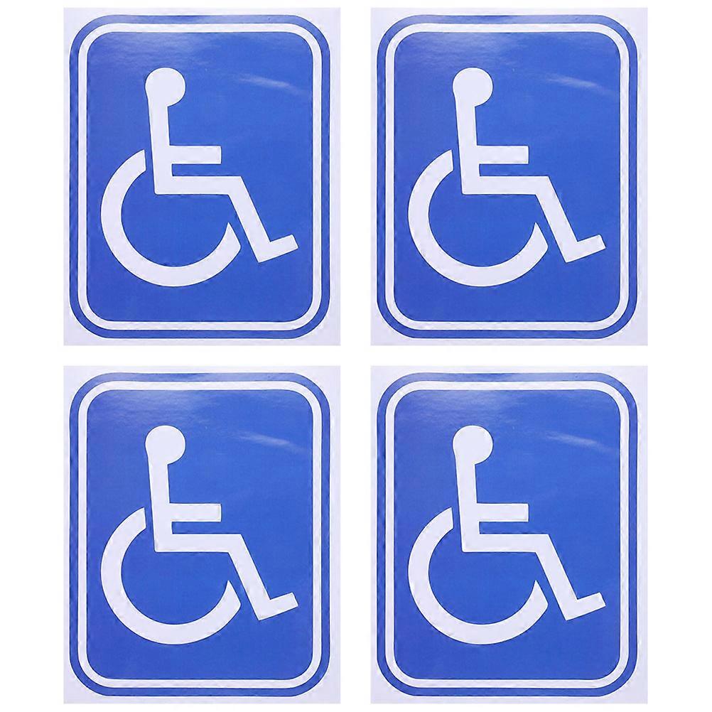 Adhesive Disabled Wheelchair Sticker 4Pcs Rectangular Safety Reminder For Public Restrooms Blue