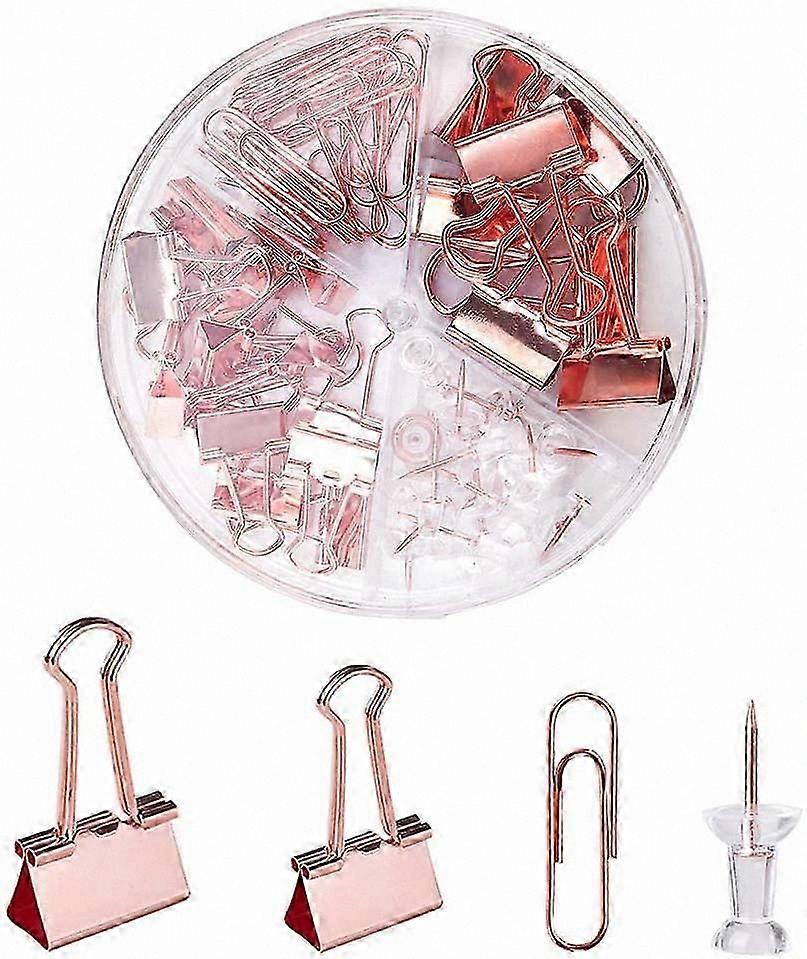 72-Piece Office Supply Kit with Binder Clips, Paperclips, Push Pins, and Thumb Tacks, Desk Organizer Set in Storage Box for Home and School Use