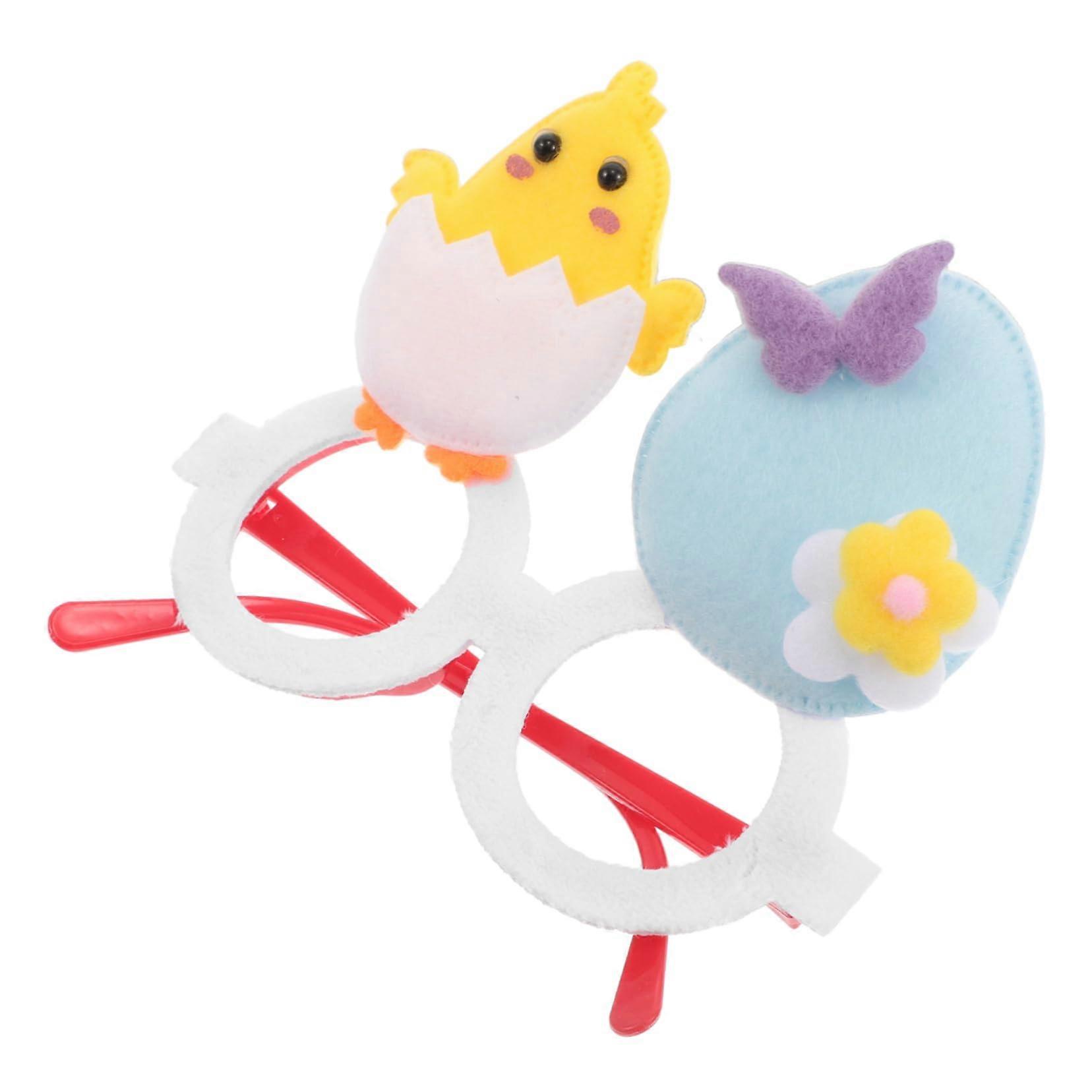 Easter Bunny Glasses for Kids and Adults, Funny Photo Props with Colorful Rabbit and Chicken Designs for Parties