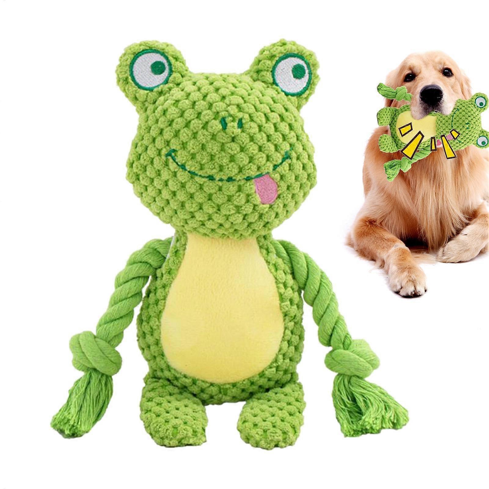 Dog chew toy, squeaky toy for dogs Creative rope puppet for pets Creative pet chew puppet, fox, elephant, squeaky chew toys for frog