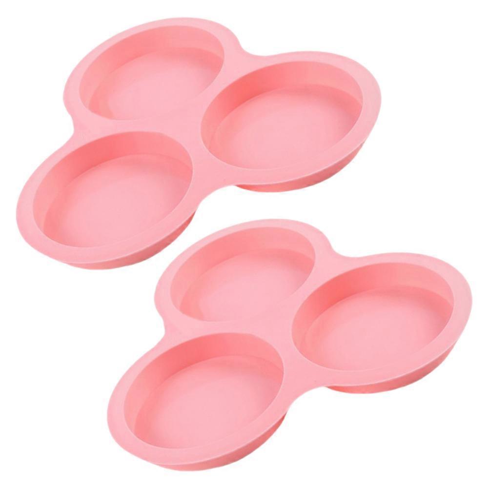 Pink Silicone Egg Molds for Baking Nonstick Easy to Clean 3Cavity Cylinder Shape 2 Pcs