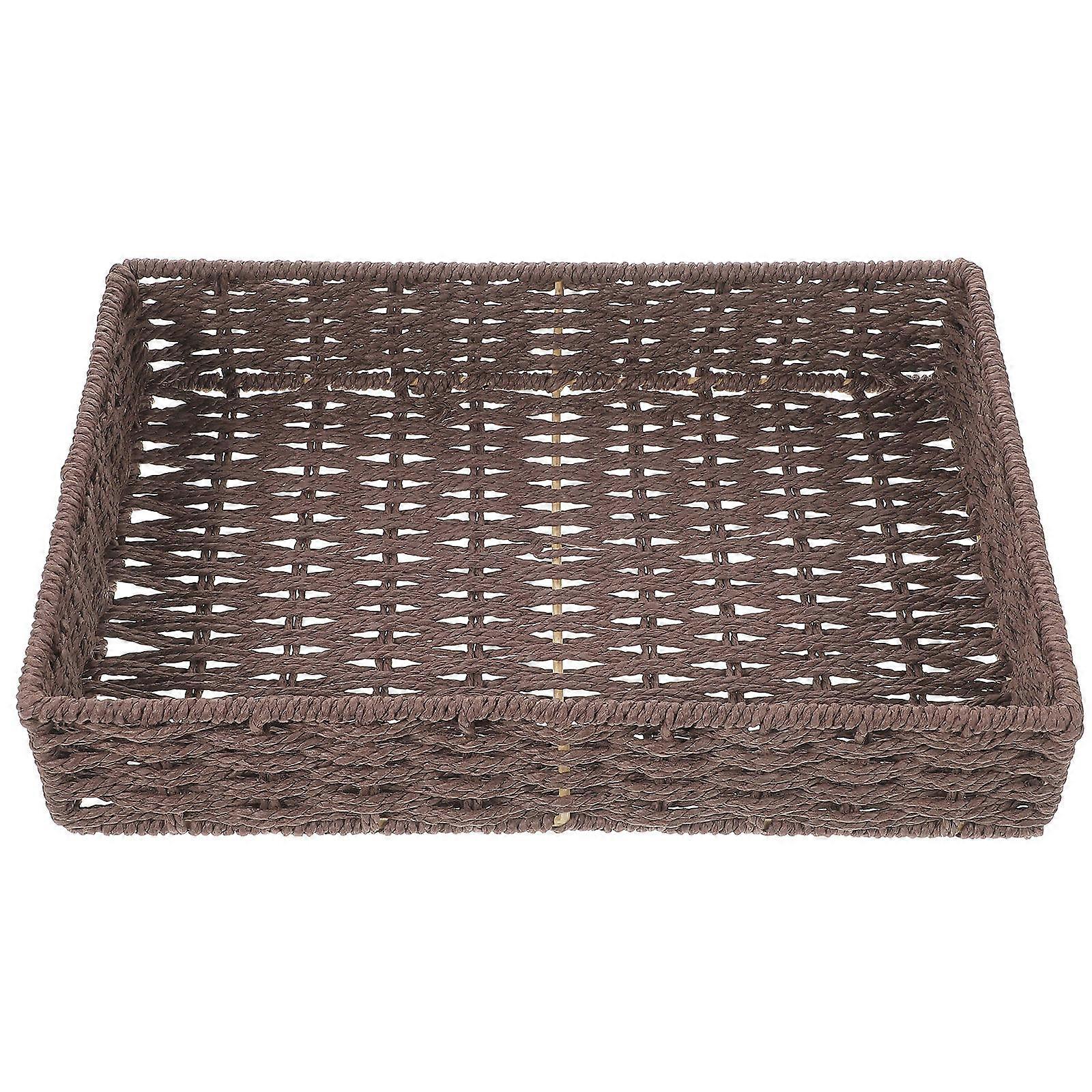 Beige Paper Rope Storage Basket for Home Organization 1Pc
