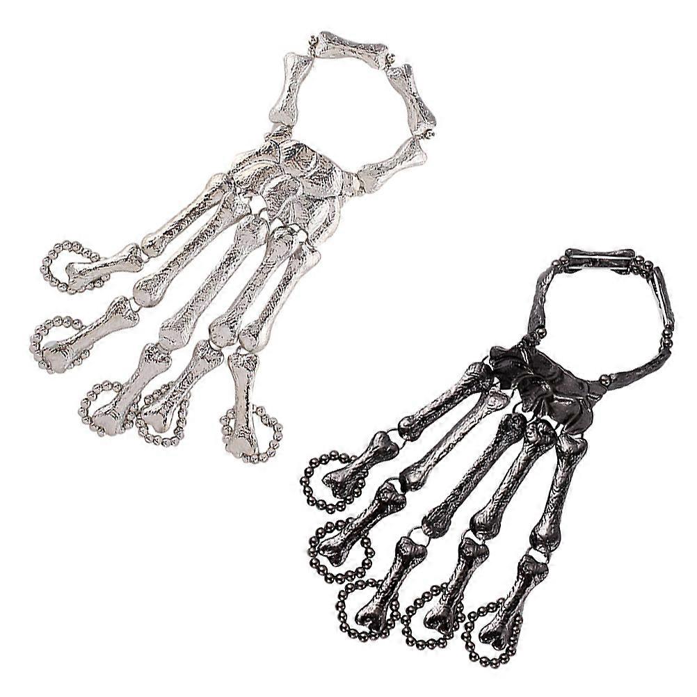 Halloween Accessories For Women 2Set Alloy Skeleton Bracelet In Assorted Color Perfect For Costume Events And Parties