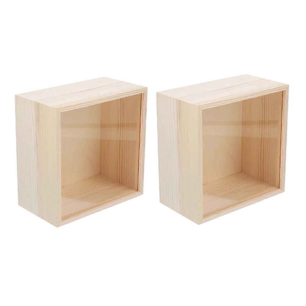 Wooden Jewelry Box for Storage with Sliding Lid 2Pcs Vintage Style Organizer