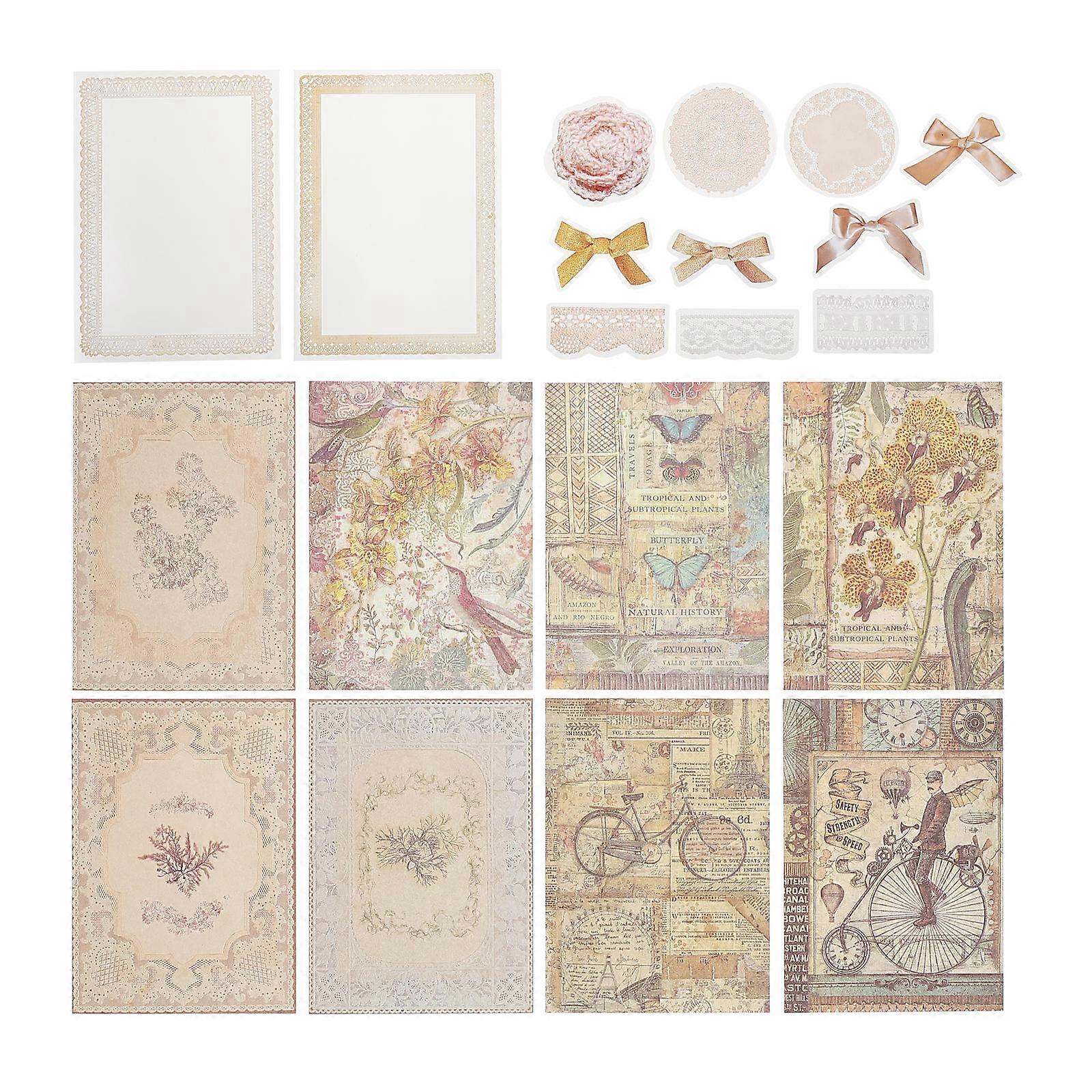 Scrapbook Background Paper For DIY Material Papers Assorted Color Retro Design 1 Set Durable Material