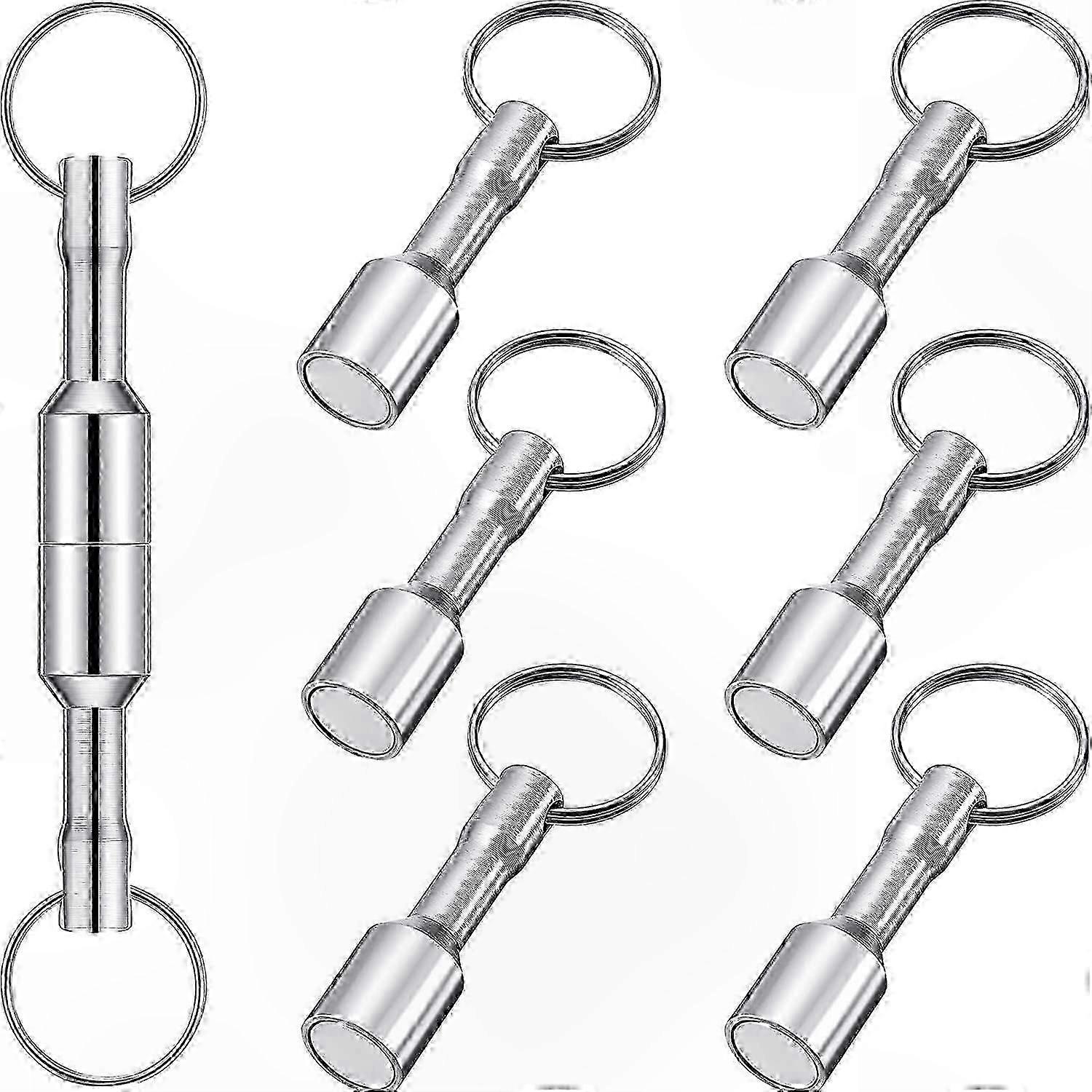 Magnetic Key Ring Set with Split Rings - 6 Pack Pocket-Sized Holders for Keys and Accessories