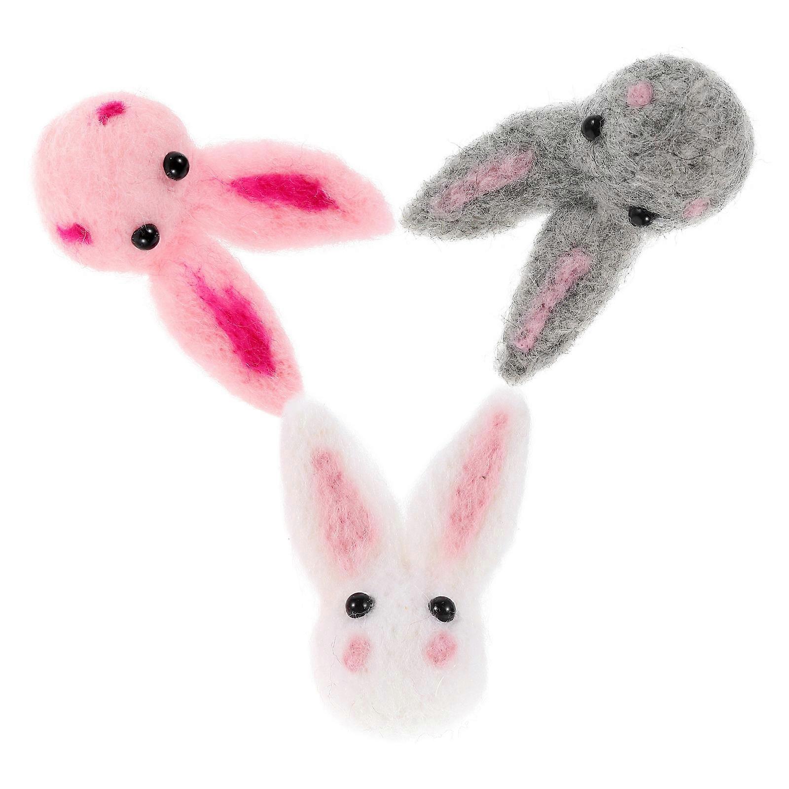 6pcs Cute Rabbit Wool Felt Figures Soft Bunny Decor for Clothes & Bags, Charming Easter Ornaments & Interactive Accessories for Adults