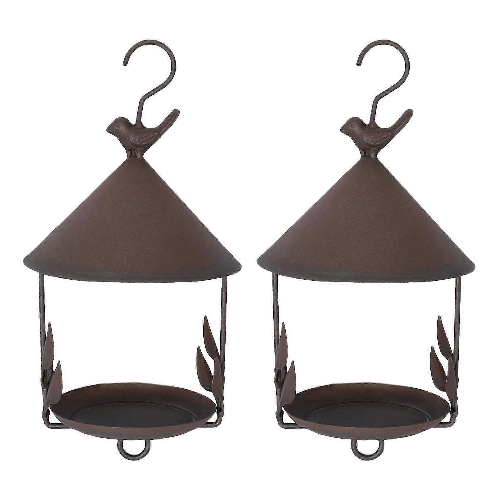 2PCS Iron Bird Feeder, Rainproof for Outdoor Use