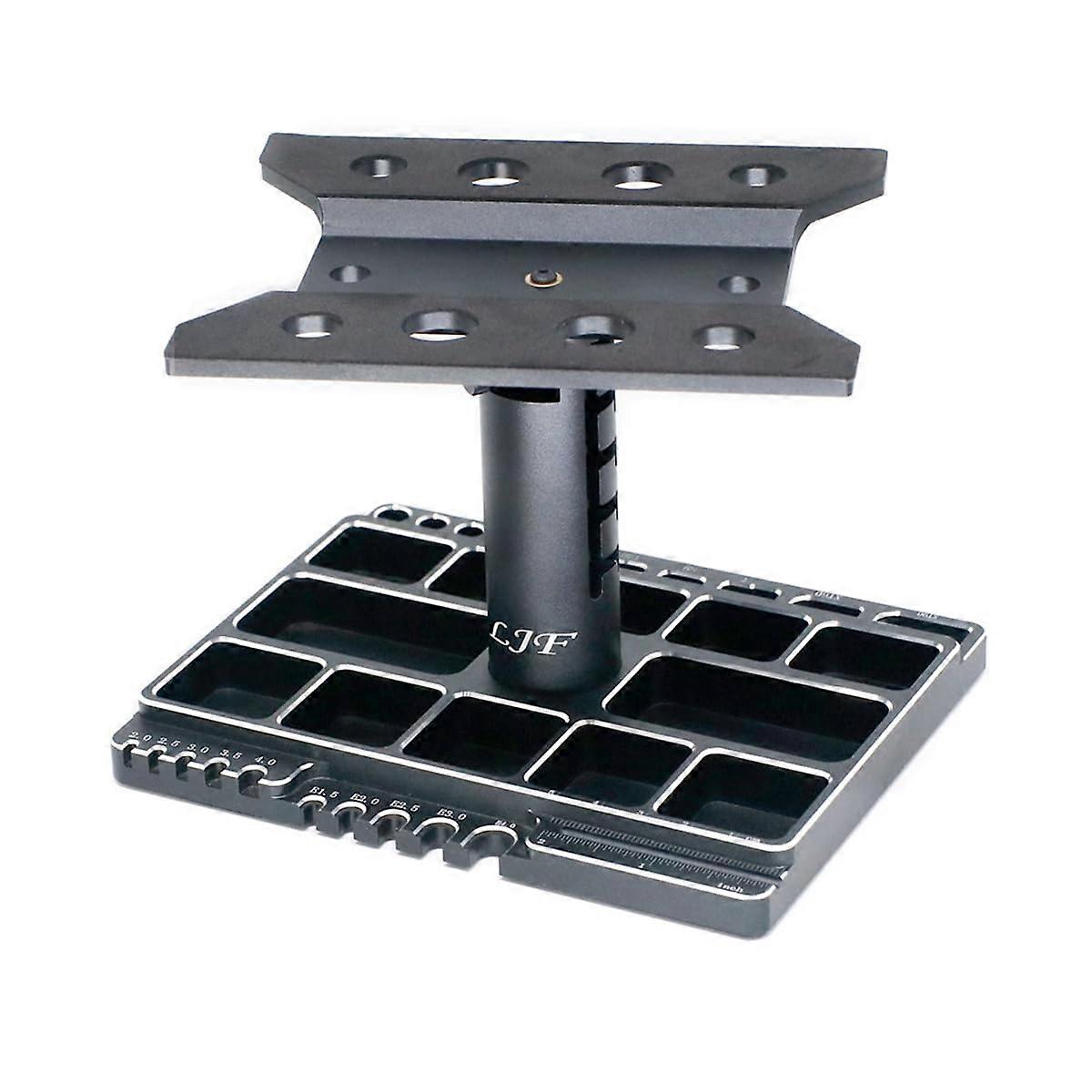 Adjustable Height RC Car Station 360 Degree Rotation RC Stand Table with Scale (Black)