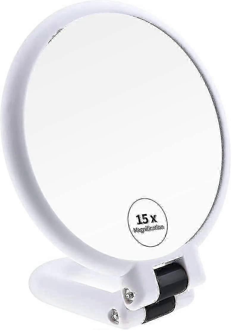 1x 15x Magnifying Handheld Mirror, Double Sided Pedestal Magnification