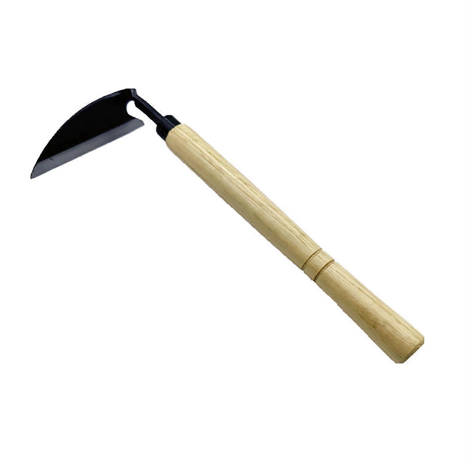 Triangular garden hoe, Japanese gardening tool, ideal garden accessory for removing weeds and moss, length: 35 cm, Brown, S S Brown.