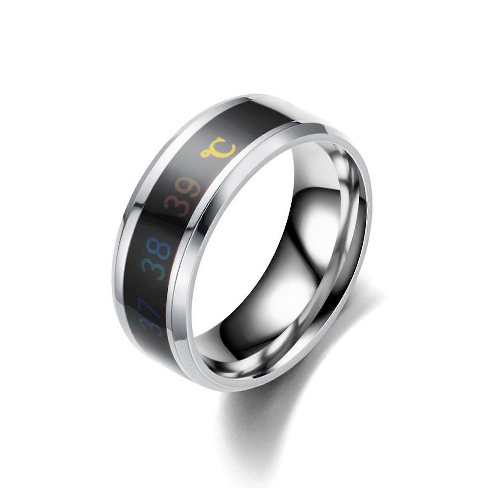 Elegant Finger Ring with Intelligent Temperature Detection Waterproof Jewelry for Everyday Use and Special Occasions Silver