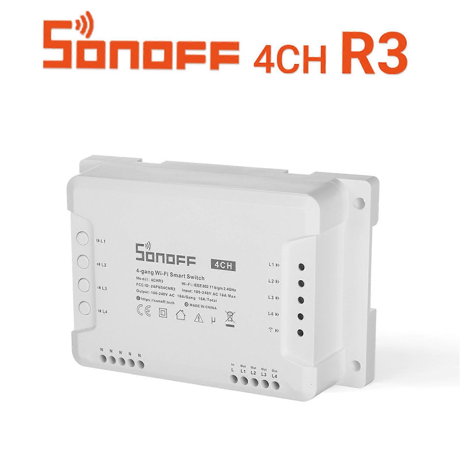 SONOFF 4CH R3 4-gang Wi-Fi DIY Smart Switch 4 Way Home Automation Switch Module Compatible with Alexa  Home