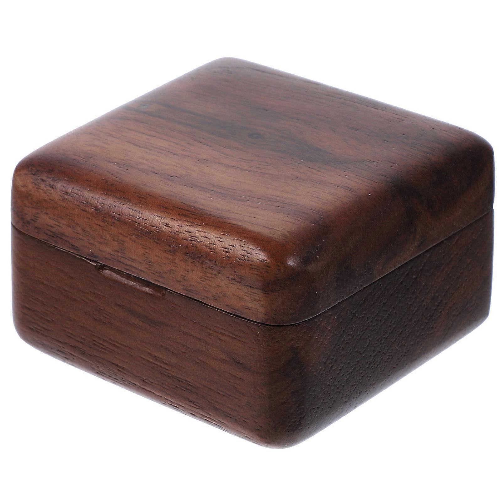 Proposal Ring Holder Square for Valentines Day Coffee Wood Ring Holder 1Pcs