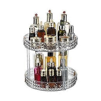 Makeup Organiser Rotating 360 Degree Large Capacity Cosmetics Carousel Spinning Makeup Stand Clear Tier 2