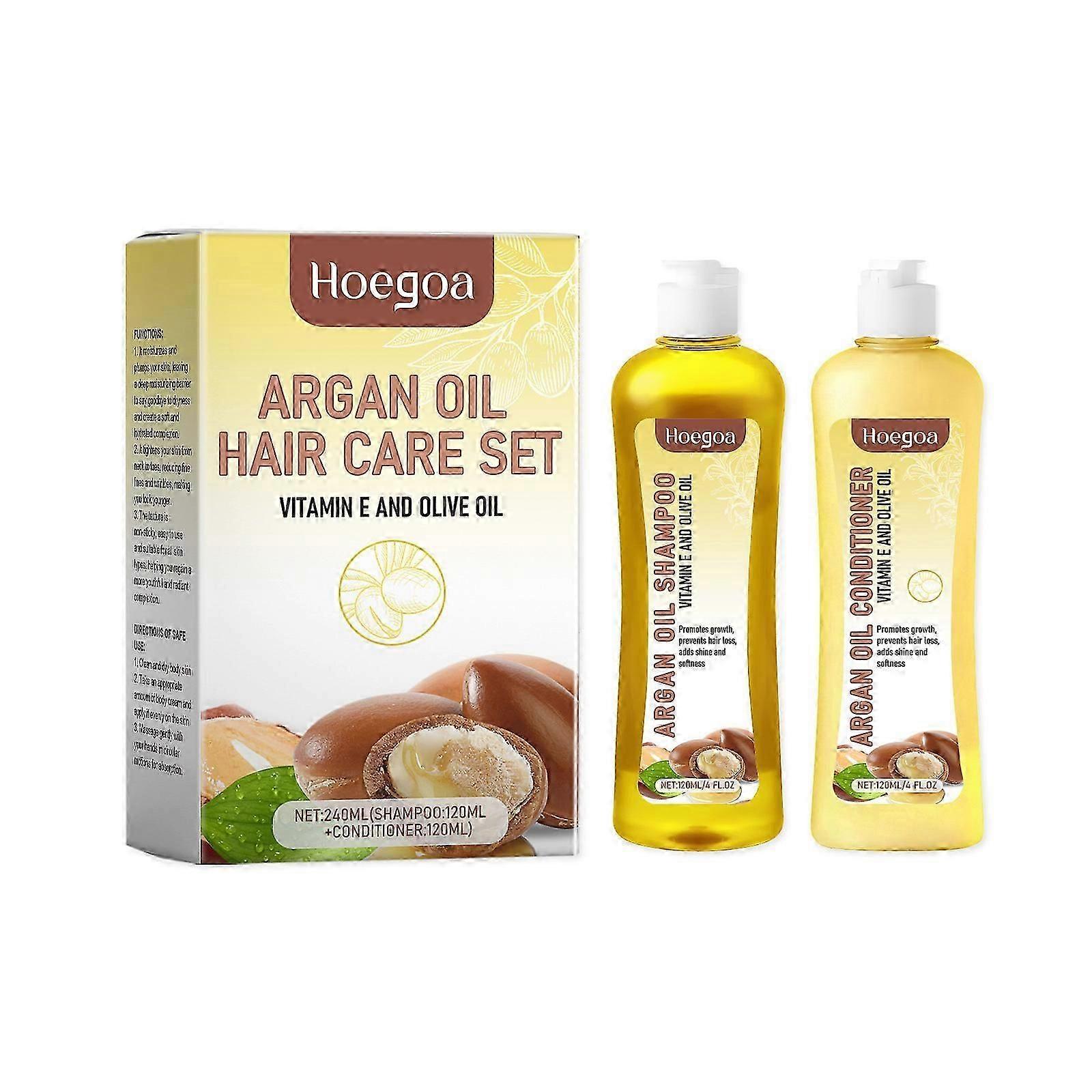 Hoegoa Argan kernel shampoo and conditioner set, nourishing hair, cleansing scalp, smooth and shiny hair care set