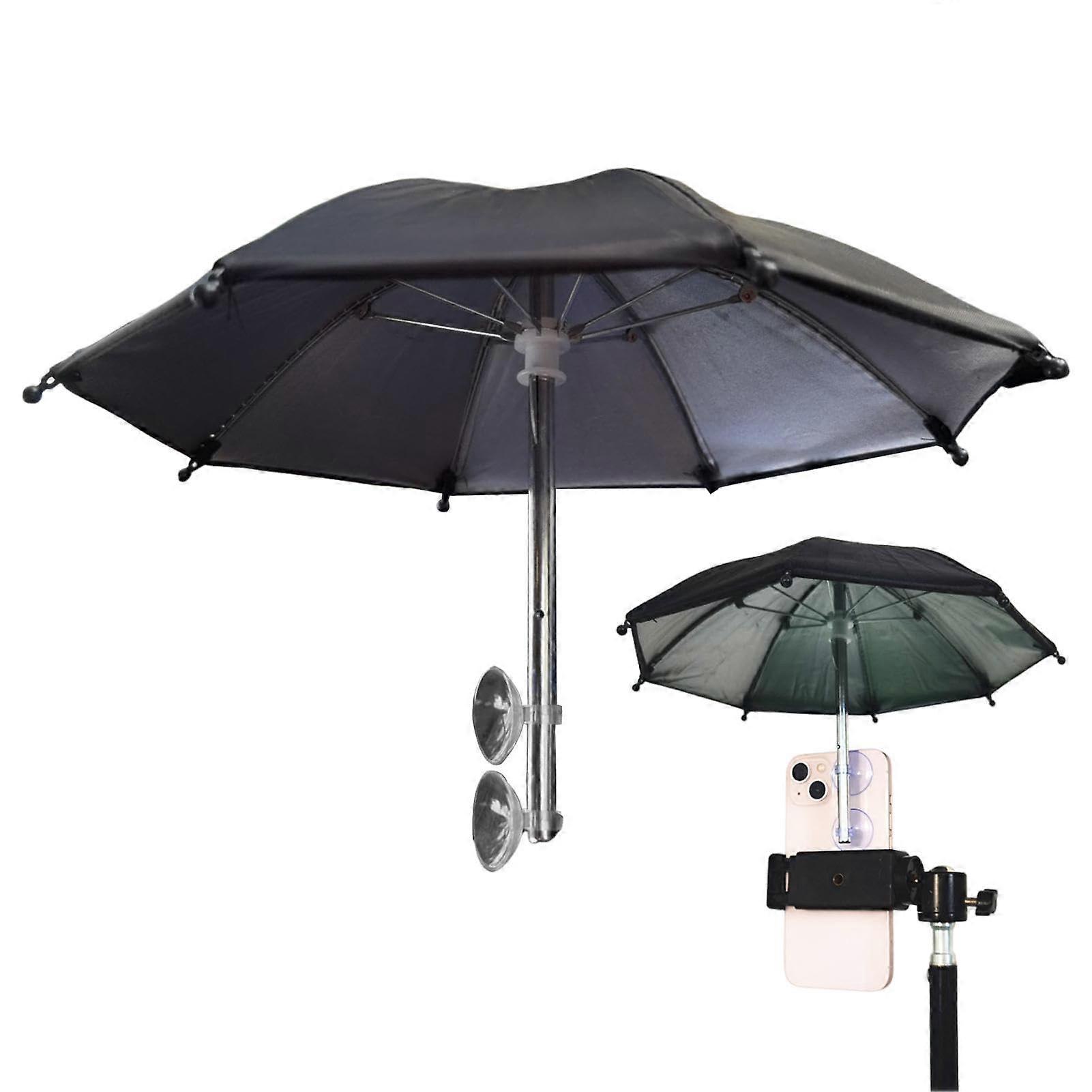 Phone Sunshade Umbrella For Phone And Tablet - 8-Rib Anti-Glare Sun Shade With 2 Suction Cups Car Navigation Stand