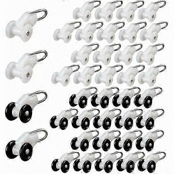 40-Pack Curtain Track Rollers for Pergola Hook Rail Systems