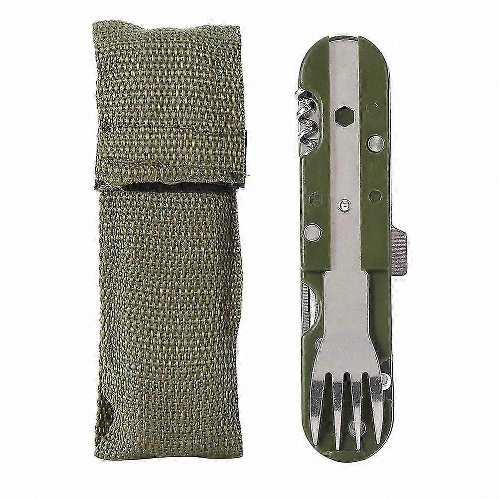 5-in-1 Portable Cutlery Set with Fork Knife Spoon and Bottle Opener for Camping Picnic Outdoors Use