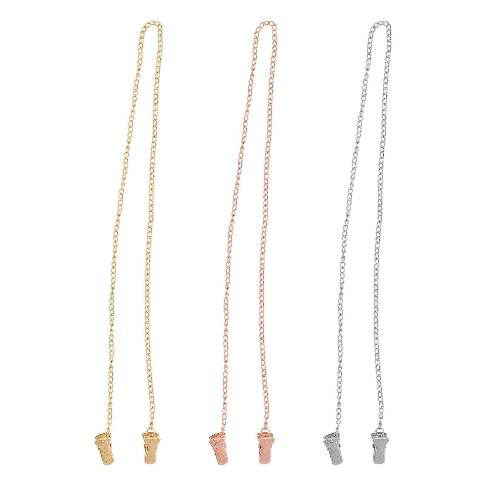3PCS Multi-purpose Glasses Chain Clips Crocodile Pattern Metal Mask Rope Clips
