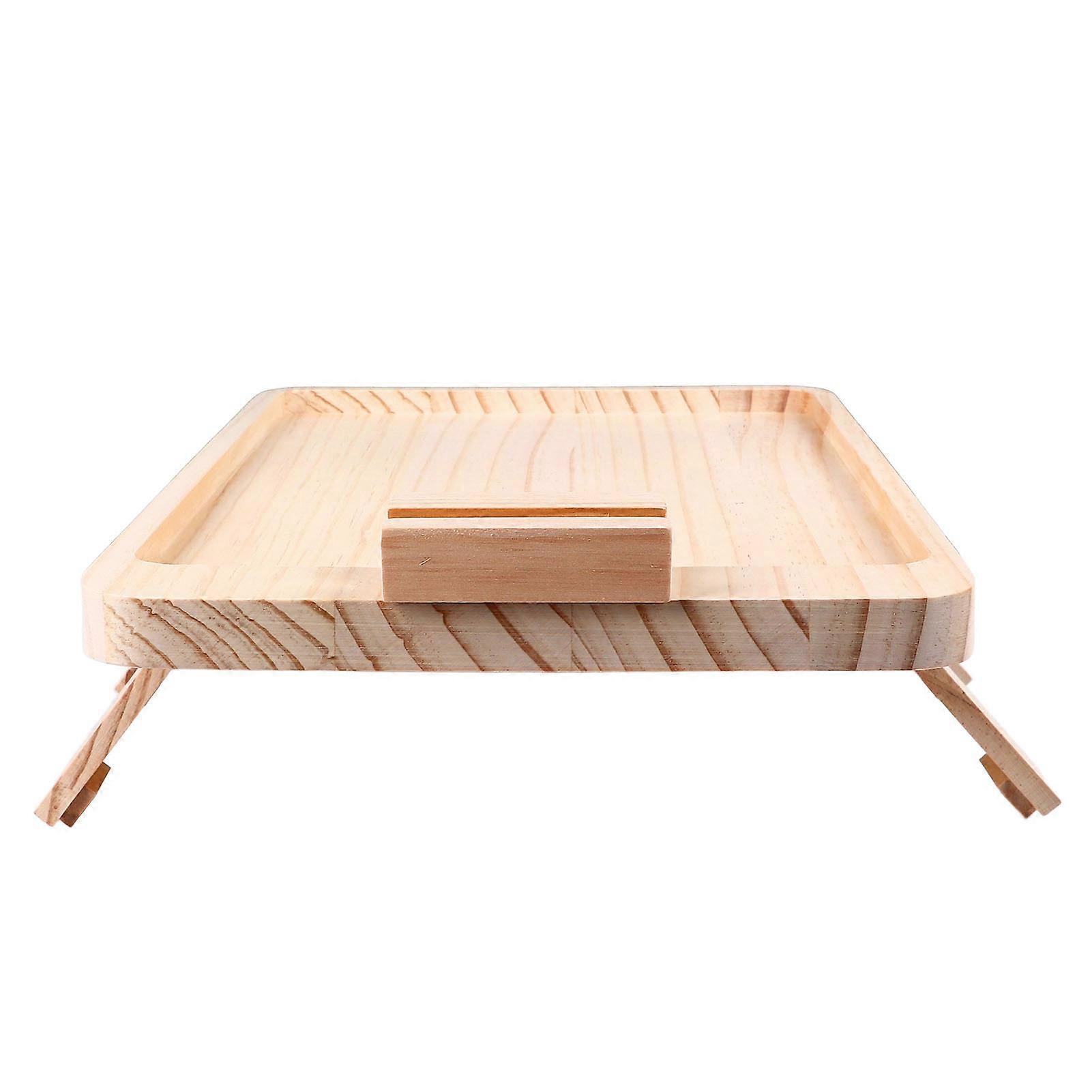 Justerbar fyrretræ sofa armlæn bakke foldbart roterende bord