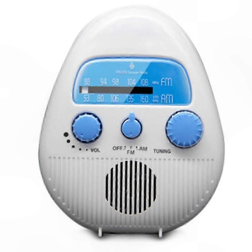 Waterproof AM/FM Shower Radio with Adjustable Volume and Wireless Speaker Functionality for Bathrooms