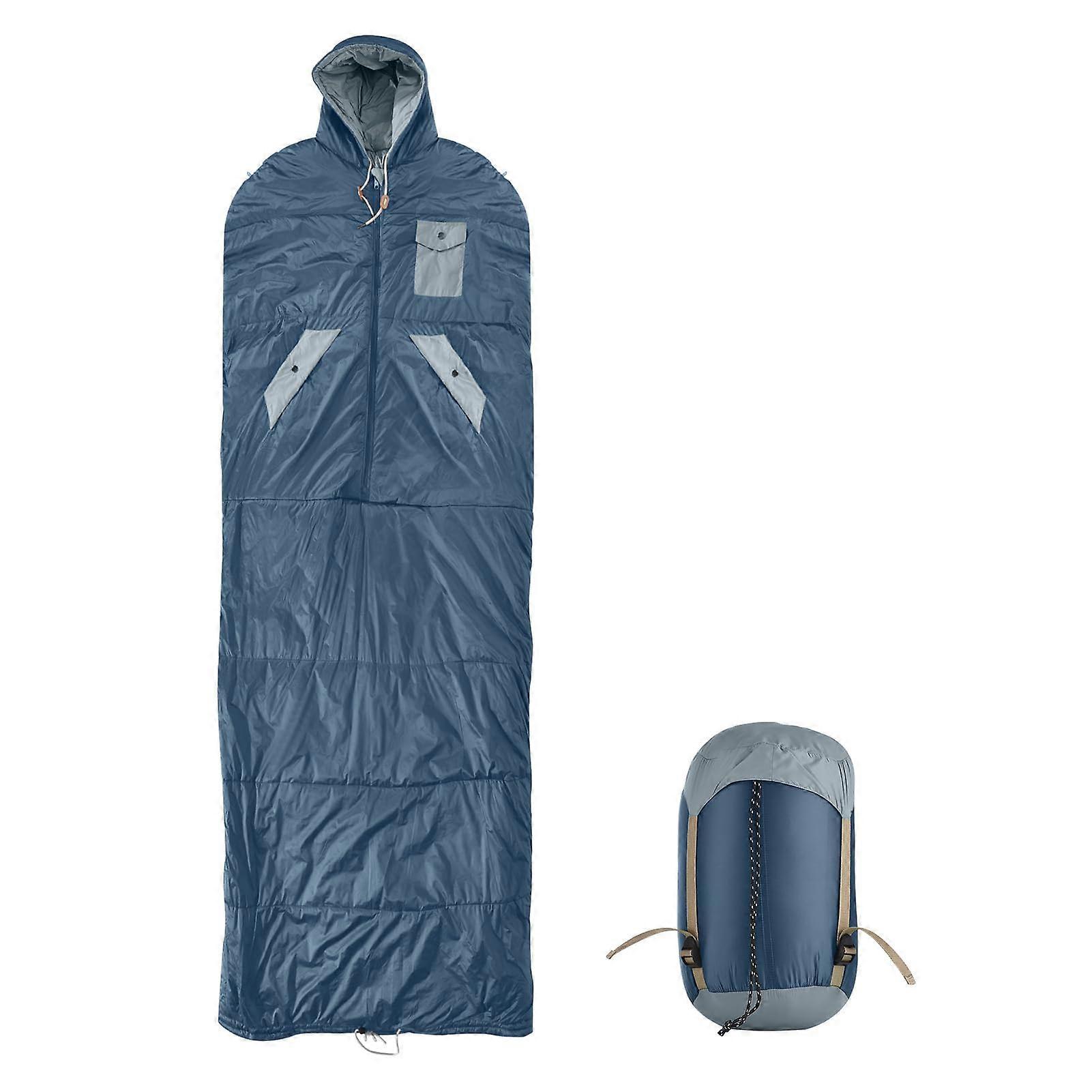 Adult Camping Sleeping Bag Lightweight Waterproof Nylon Reversible Envelope 10-20°C for Hiking Travel Blue