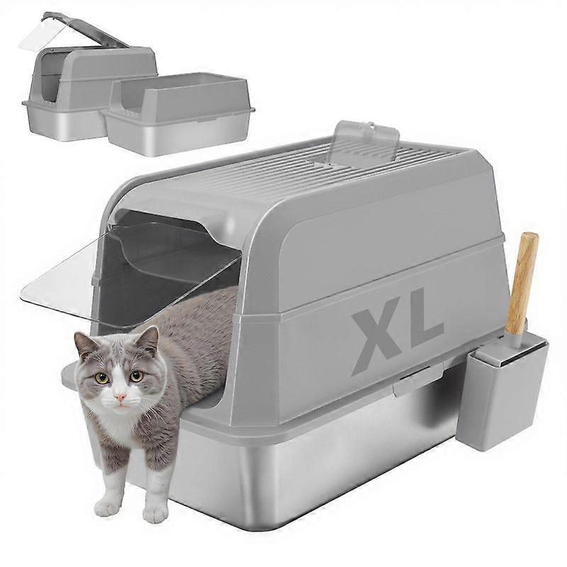 Stainless Steel Litter Box with Lid, Extra Large Cat Litter Box