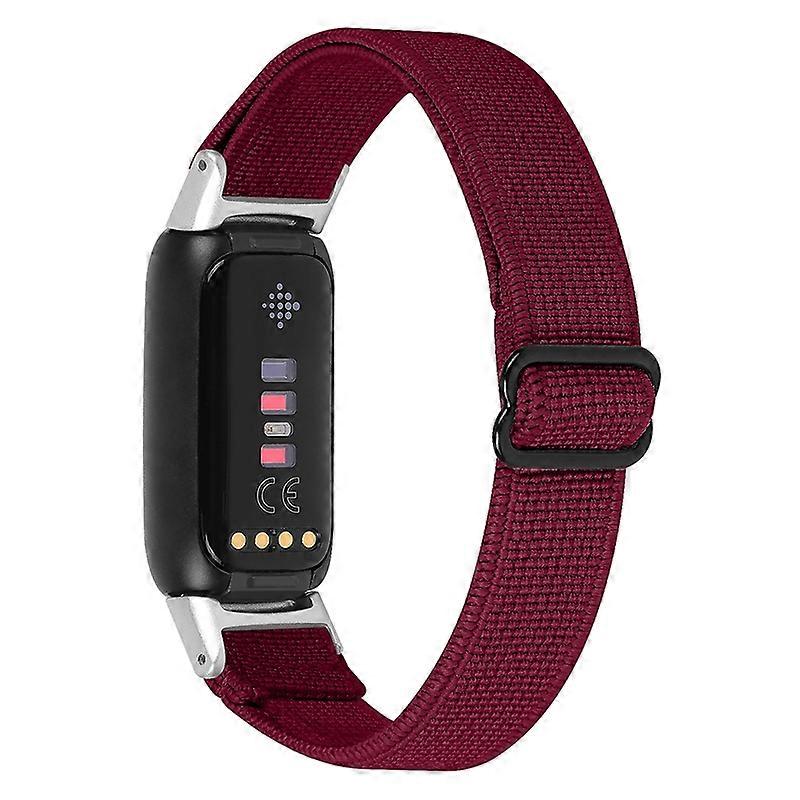 Soft Nylon Watch Band Adjustable Replacement Straps for Fitbit Luxe - Wine Red