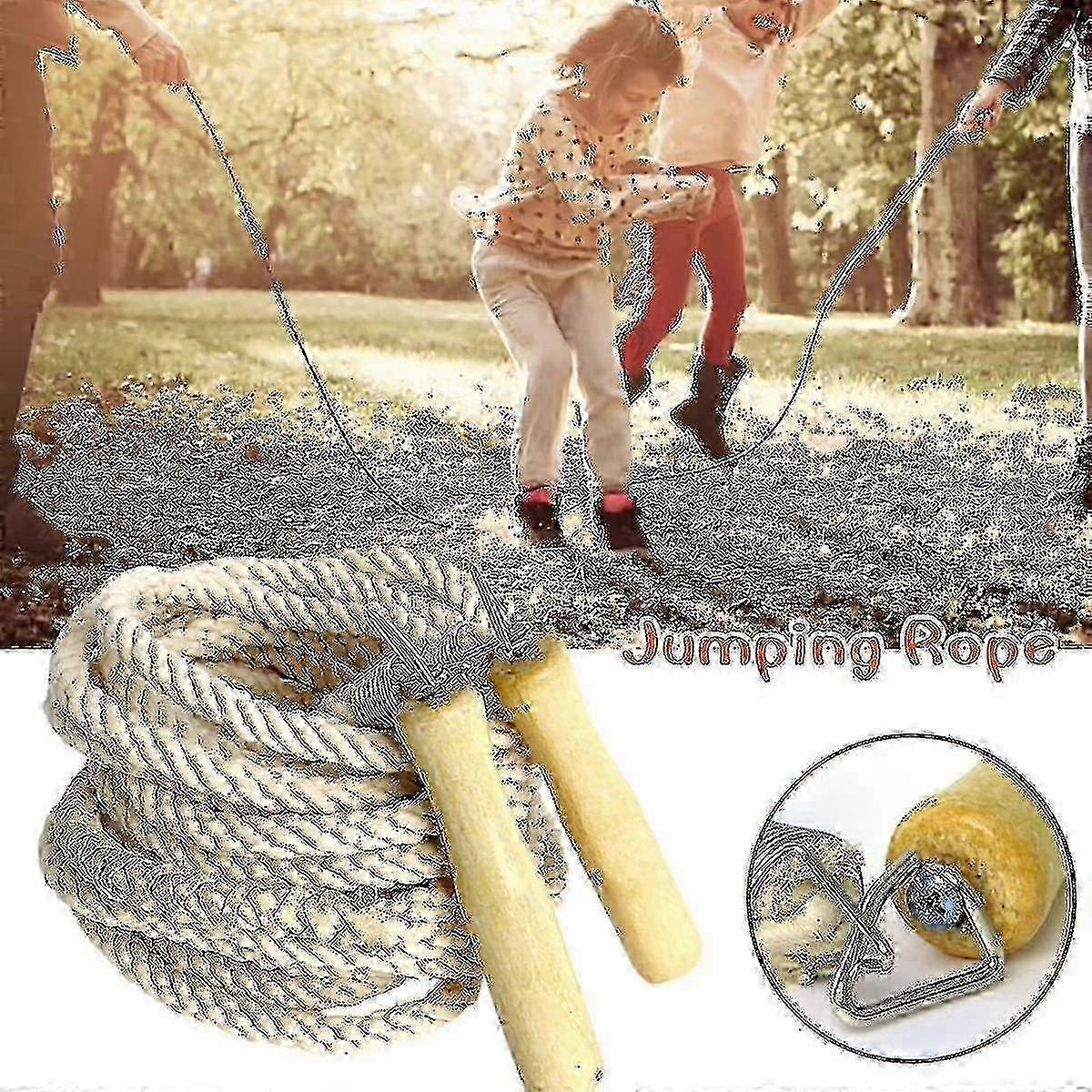 Multiplayer Long Jump Rope (3-10m) with Wooden Handle for Team Group Double Dutch, Ideal for European Market 2025
