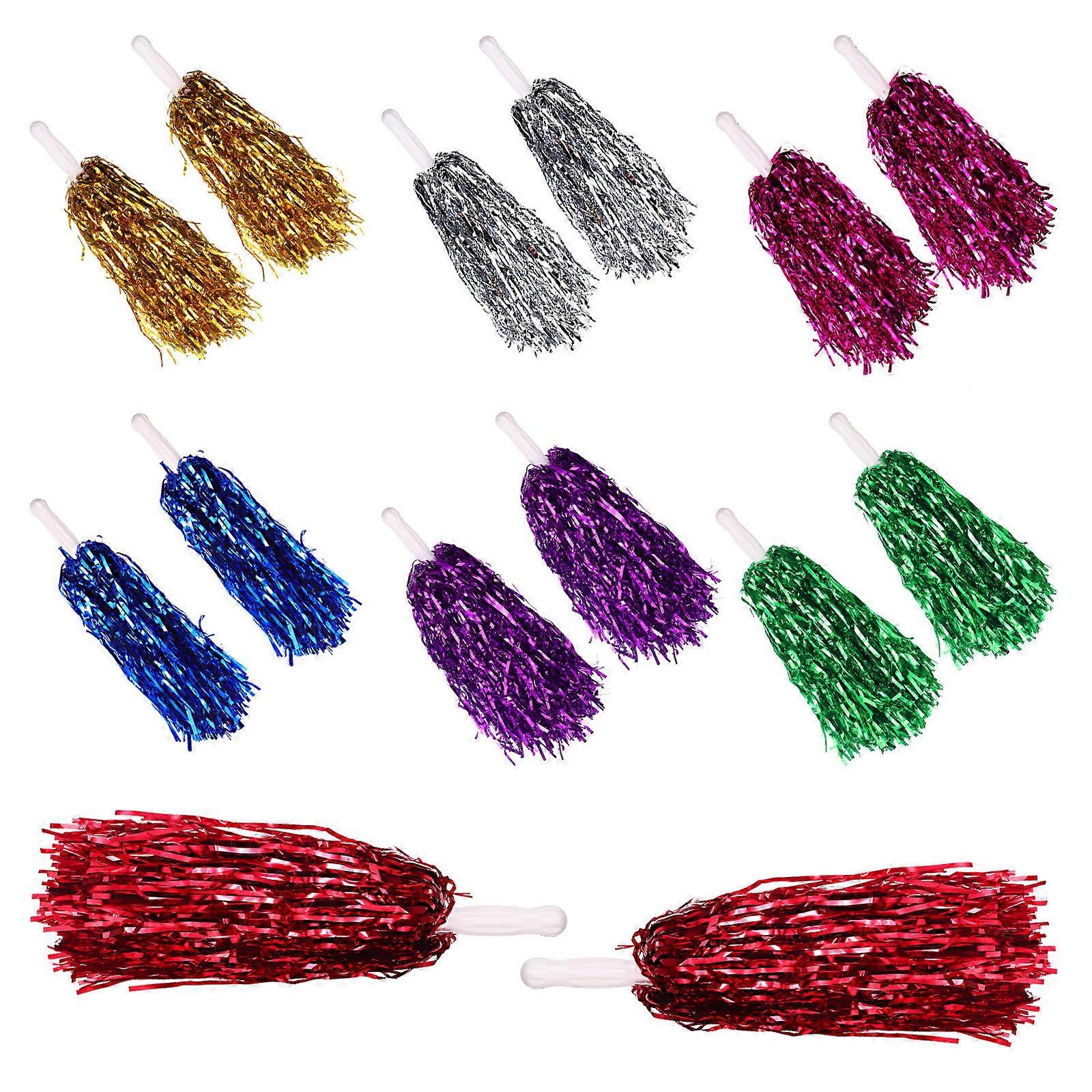 Cheerleader Pom Poms Metallic Foil for Team Sports Events 2Pcs
