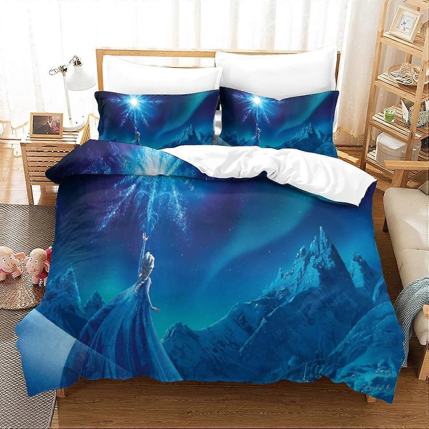 Duvet Cover Set Double Frozen Printed Duvet Covers Bedding Set for in Kids Teens Adults Soft Hypoallergenic Quilt Cover with Pillowcase with Zipeer Cl