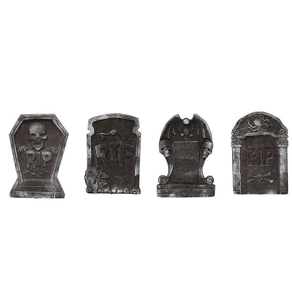 Halloween Gravestone Decoration Props 4Pcs Froth Material Assorted Color