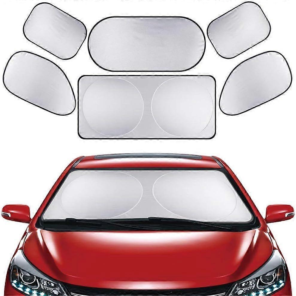 Windshield Sun Shade Set of 6 - Car Sun Shade - Blocks UV Rays - Snow Cream Fits Most SUV Vehicles